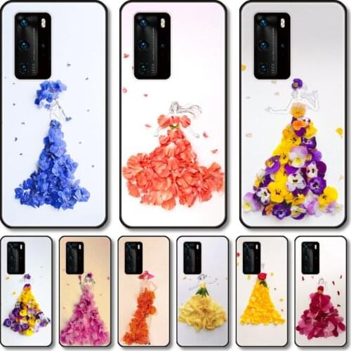 Girl and flowers Phone Case For Huawei Honor 20 10 9 8 N Pro Lite A C RU black cell shell