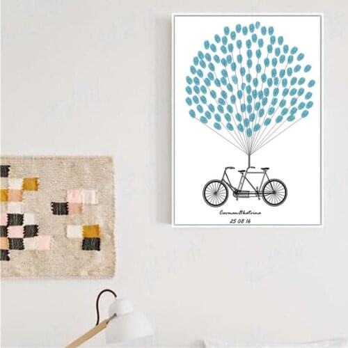 HAOCHU Customized Fingerprint Canvas Painting Guest Book DIY Bicycle Graduation Birthday Wedding Party Bike Anniversary Decor