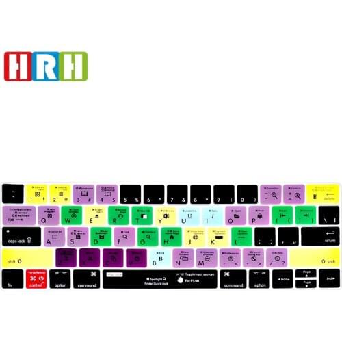 HRH For Mac OSX Function Shortcuts Hotkey Silicone Keyboard Cover Skin for Mac Pro 13"15"Touch Bar A1706 A1707 A2159 A1990 A1989