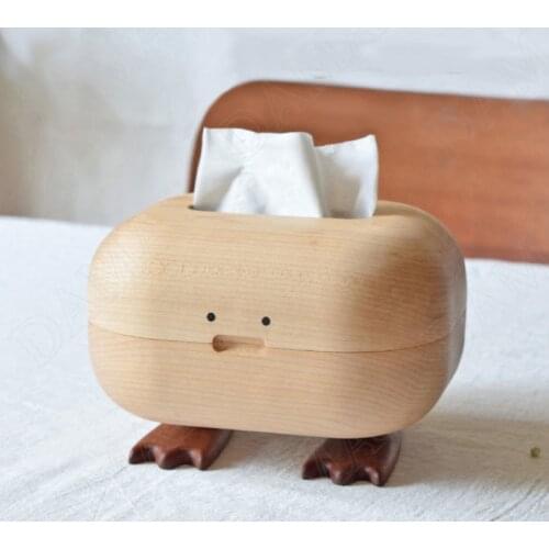 Creativity Solid Wood Tissue Boxes Living Room Decor Paper Box Dining Table Napkin Organizer Cartoons Home Decoration Ornaments