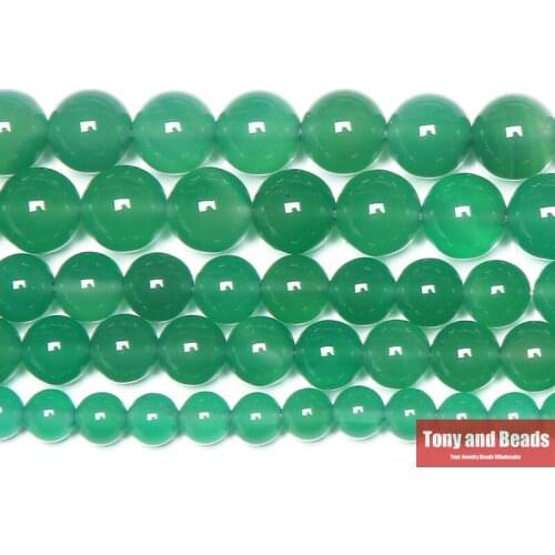 Green Agates Round Gem Loose Strand Beads 15" Strand 6 8 10 12MM Pick Size For Jewelry Making