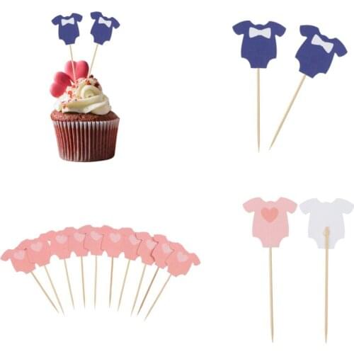 Hot 10 Pieces Baby Clothes Cupcake Topper Cake Picks Baby Shower Gilr/Boy for Birthday Wedding Hen Party Food Decor Accessory