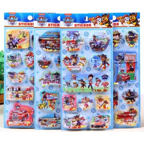 Paw Patrol Cartoon Oiling Sticker with Water Shake Dog Sticker Kindergarten Reward TV Refrigerator Mobile Phone Suitcase Sticker