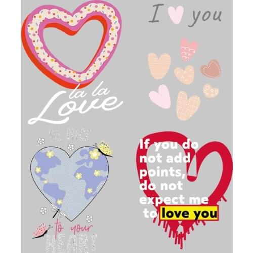 Letter stickers Love Heart Washable DIY Appliques Ironing stickers Heat Transfer PVC Patch Iron-on Transfers