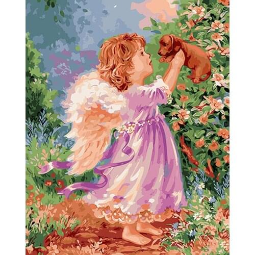Cuadros decoracion wall art modular pictures for living room diy oil painting on canvas painting by numbers Angel wishes DY559
