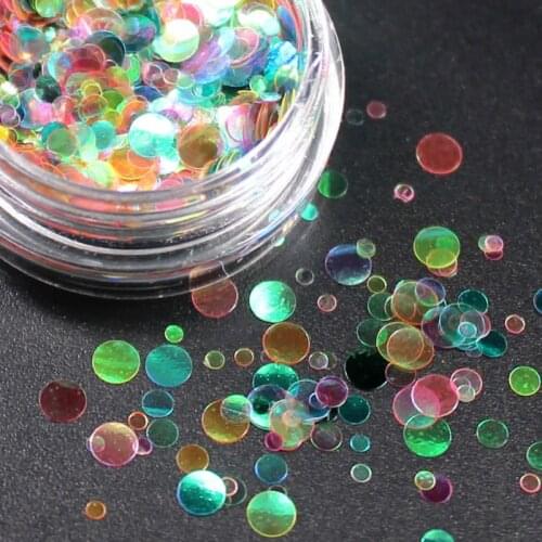 NEW 1 Box Shiny Round Ultrathin Sequins Colorful Nail Art Glitter Tips UV Gel 3D Nail Decoration Manicure DIY Accessories