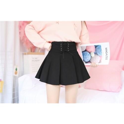 New Harajuku Gothic Spring Autumn Black Skirts Shorts Womens Pleated Skirt Short Punk GirlS Skirt Short A-Line Mini Skirt