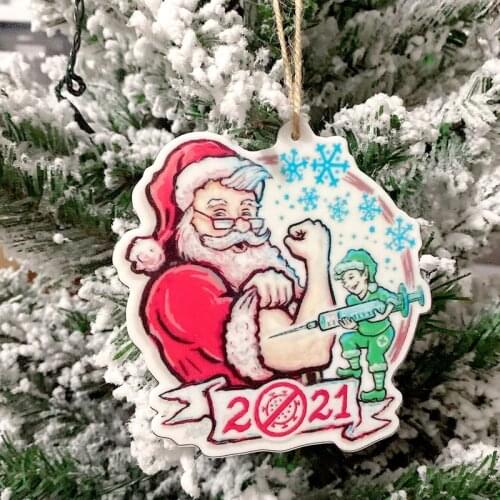 Christmas Tree Pendant Santa Claus Injection Tree Hanging Decoration Acrylic Ornament Charms for Home Auto DIY Decor Accessories