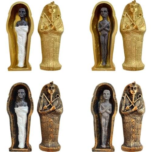 Resin Ornament Statue Ancient Egyptian Pharaoh Mummy Ornaments Ancient Mummy Sculpture Figure Coffin Pyramid Magic ​Sacrificia