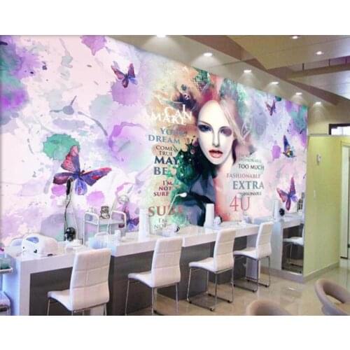 Custom Photo Wallpaper 3D European and American fashion watercolor beauty beauty cosmetics shop background wall sticker mural
