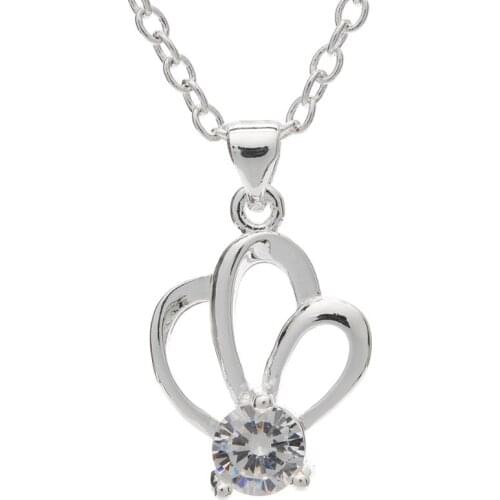 Crown Pattern Romantic Purple Cubic Zirconia Pendant Necklace Valentine 's Day Gift D010