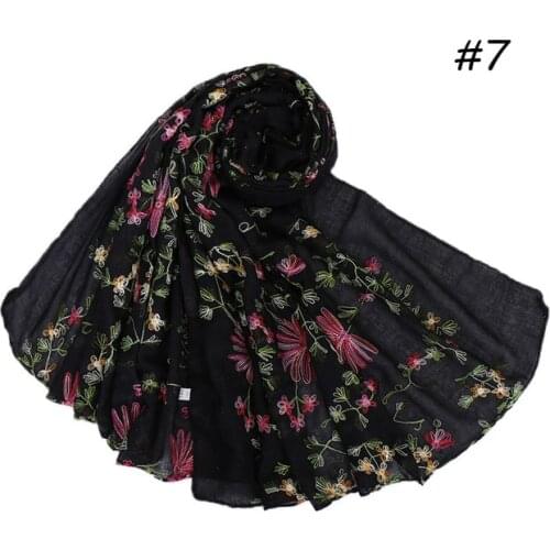 Glitter embroidery hijab scarf women maxi Muslim wraps cotton headband large shawls pashmina headband wraps islamic scarves