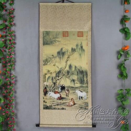 China Antique collection Boutique The eight horse diagram