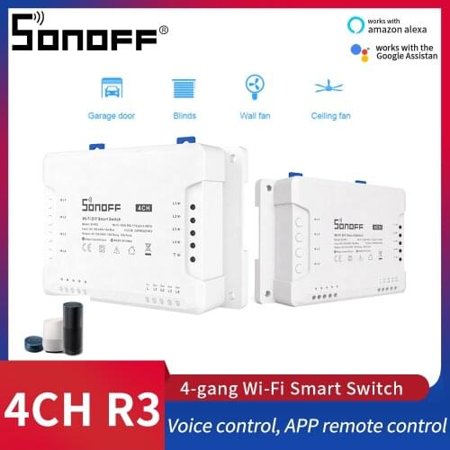 Sonoff 4CH R3 intelligent 4 Way Wireless WiFi switch Sonoff 4CH PRO R3 DIY Smart Switch 433 Mhz RF Smart Home Works With Alexa