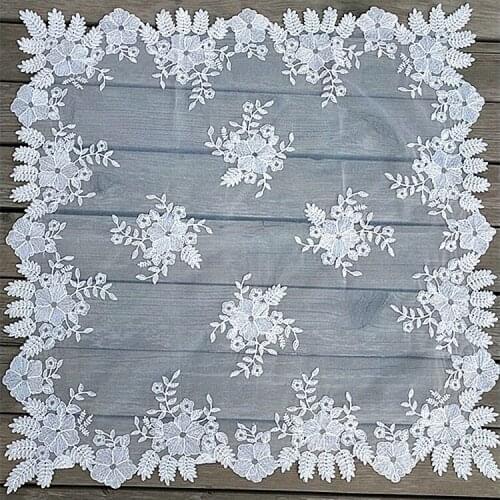Modern Square white Lace Table cloth Embroidered kitchen tea Tablecloth Cover Nappe Mantel Xmas Christmas New Year wedding decor