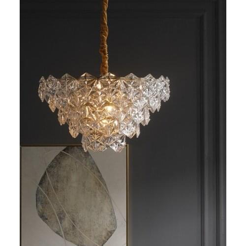 Postmodern bedroom chandelier high-end model room exhibition hall glass lamp copper living room dining room designer light