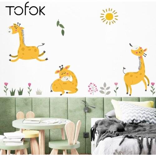 Tofok DIY Sunny Day Running Deer Lovely Wall Sticker Decoration Home Baby Children Room Dorm Nursery Cartoon Mural Decals
