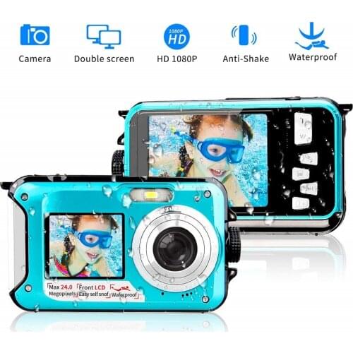 Waterproof Double Screen Camera TFT Digital HD 1080P Video Audio Camcorder 16x Zoom Underwater Action Sports Recorder Mini Cam