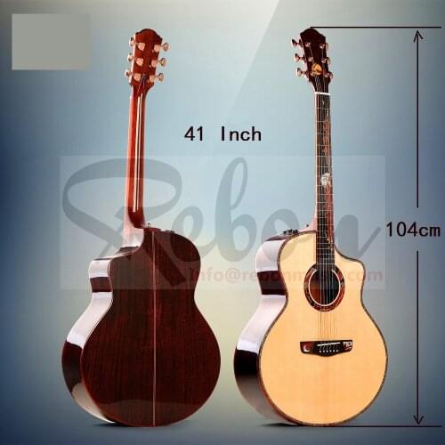 Weifang Rebon 41 Inch All solid Spruce&Mahogany Acoustic Electric Guitar