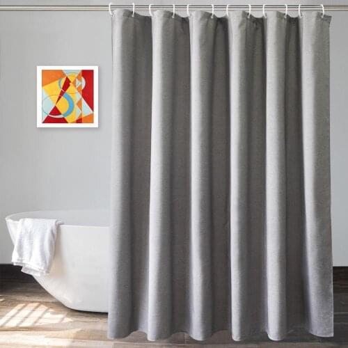 UFRIDAY Durable Flax Linen Like Fabric Shower Curtain Thicken Grey Bath Curtain Modern Simple Hotel Waterproof Bathroom Curtain