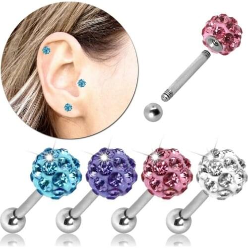 1pc 3/4/5mm Colorful Ball Earrings 16g Surgical Steel Helix Tragus Piercings Orelha Cartilagem Lip Labret Studs Body Jewelry 6mm