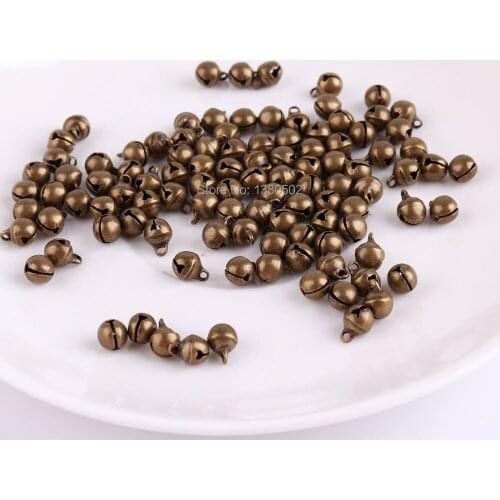 100pcs/lot 6mm Bronze color Loose Beads small Bell Jingle bell Jewelry Making Christmas Decoration