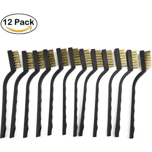 12 Pcs Metal Wire Brush Cleaning Tool Mini Micro Small Steel Brass DIY Paint Rust Remover Brushes