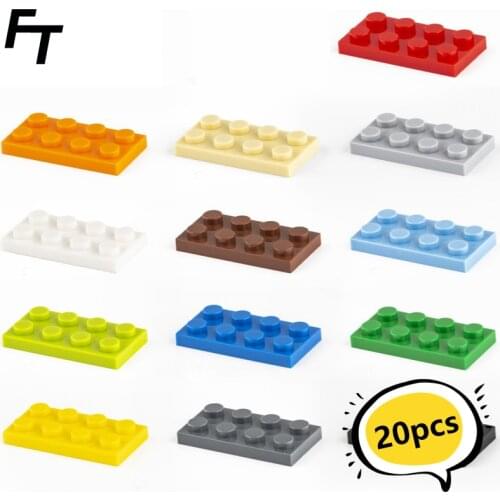 20 Pcs Small Particle 3020 2x4 Building Block Flat DIY Parts Buildmoc Compatible Assembly Particle Creative Gift Toys