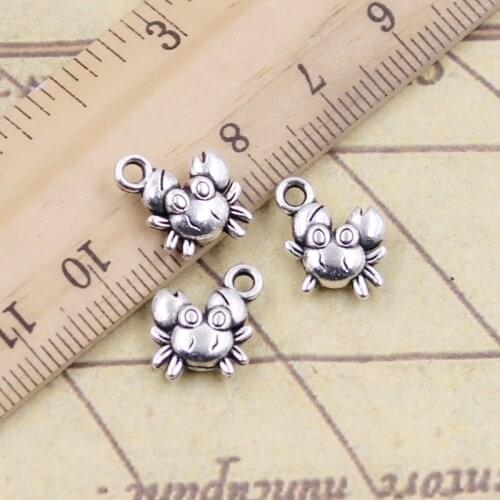 20pcs Charms Crab 12x11mm Tibetan Bronze Silver Color Pendants Antique Jewelry Making DIY Handmade Craft