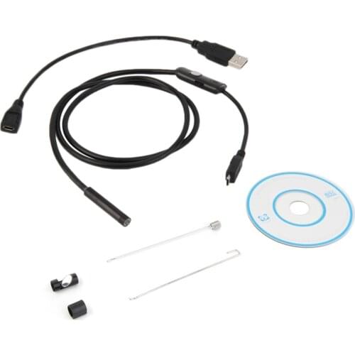 2018 New 1 M /7mm Lens USB Cable Mini Rigid Inspection Camera Snake Tube Waterproof Endoscope Borescope with 6 LED for Android