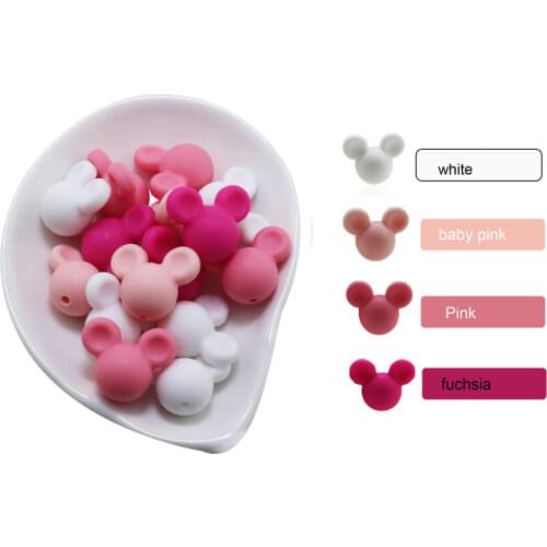 50pcs Mickey Baby Teething Beads Food Grade Cartoon Mouse Shape Beads For Necklaces BPA Free Baby Teether Toy Nursing