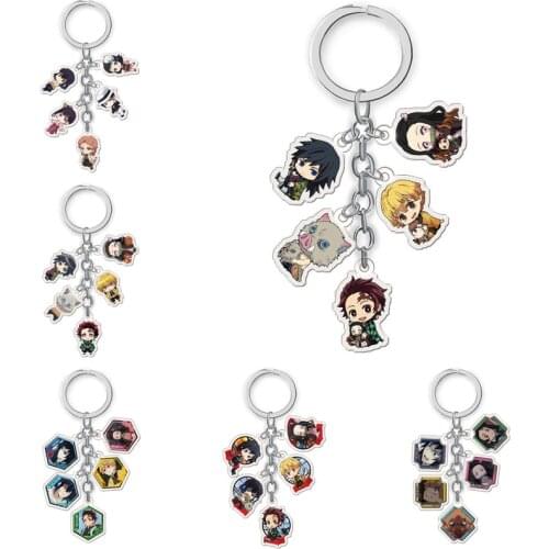 Anime Demon Slayer Kimetsu No Yaiba Keychain Cartoon Figure Kamado Tanjirou Nezuko Acrylic Pendent Keyring