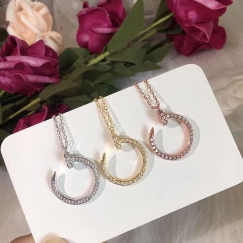 925 Sterling Silver Simple Round Hook Charm Pendant Necklace O Clasp Chain Necklace For Women Jewelry Gifts