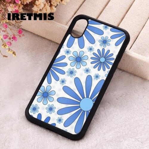 Iretmis 5 5S SE 2020 Phone Cover Case for iPhone 6 6S 7 8 Plus X Xs XR 11 12 Mini Pro Max Rubber Silicone Blue Flower Power