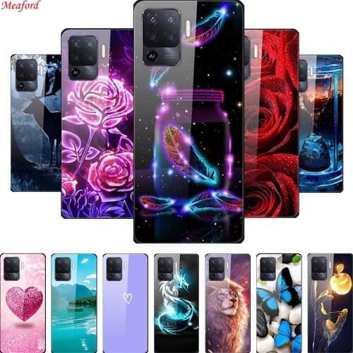 Tempered Glass Case For OPPO Reno5 Lite Case Hard Glass Back Cover For OPPO A94 F19 Pro Reno5 F Reno 5 Lite Phone Case Cover A94