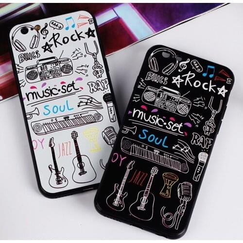 Music Graffiti Phone Case For iPhone X 8 7 6 6s Plus Coque Fashion guitar TPU Back Cover For iPhone 6 6s 7 8 Plus Case Fundas