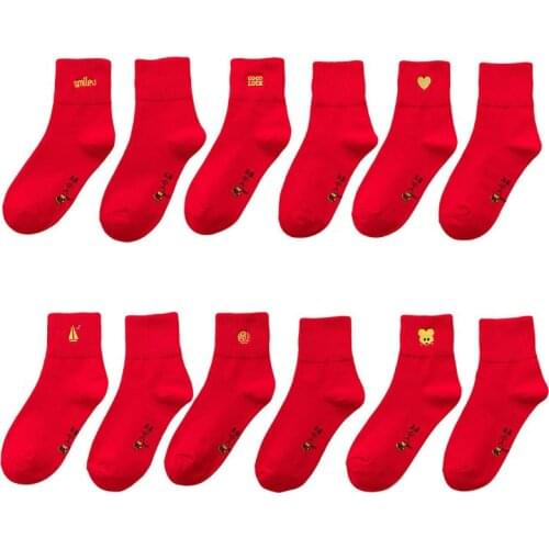 Elegant Women Red Cotton Socks Cute Lovely Sweet Embroidery Casual Warm Sock Charm Lady Gifts