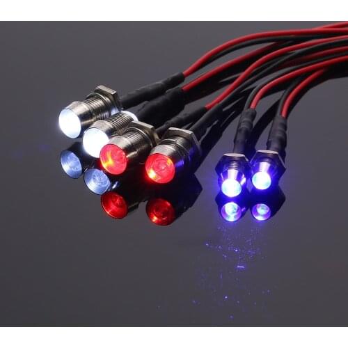 New Hot sale 6/8 Kit de luz LED 2 blanco 2 rojo Azul 2 para 1/10 de 1/8 Traxxas HSP SCX10 D90 HPI RC Coche