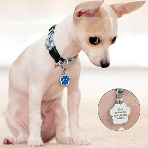 Mini Shine Paw Dog Cat Id Name Tags Pet Jewelry Necklace Pet Supplies Accessories Diameter 27mm Not Lettering Pet Accessories