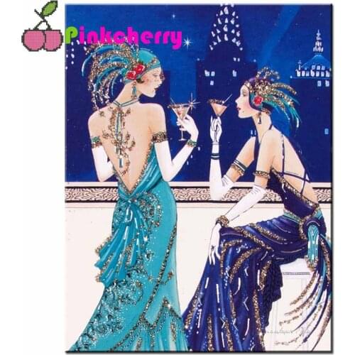 European Lady Drink 5D Diamond Painting Full Drill Square Diamond Embroidery Cross Stitch Garden Retro Art DIY Needlework k637