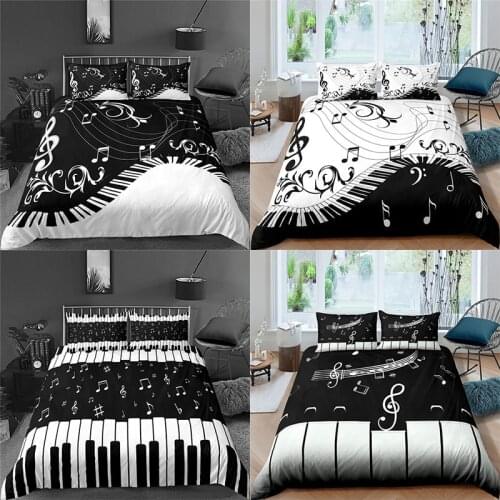 3D Bedding Set 2/3Pcs Music Note Piano Keys Printed Duvet Cover Set Soft Quilt Cover Pillowcase Home Decor Queen and King Size