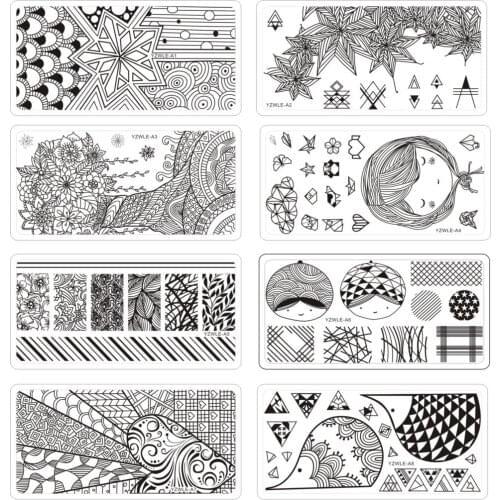 6*12cm Square Nail Stamping Plates Origami Series Lace Flower Leaves Design Nail Art Stamp Template Image Plate Stencil