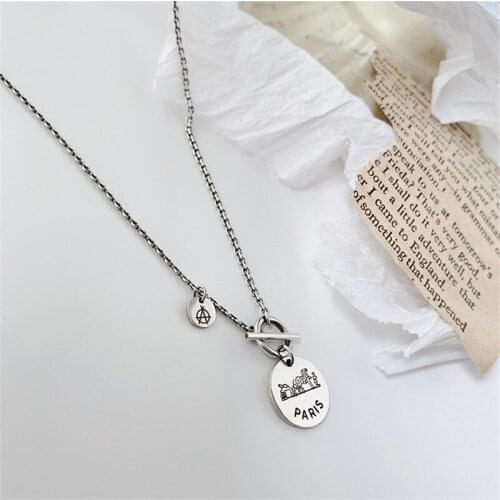 Miuoxion Retro Round Card OT Buckle Letters Necklace Simple Personality Punk Jewelry Fashion For Women Feature Nmour Charm Gift