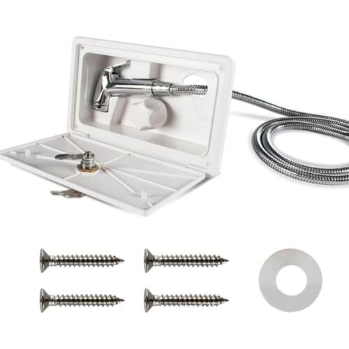 RV Shower Box Kit with Lock-Includes Shower Faucet Shower Hose Shower Wand for Boat Marine Camper Motorhome Caravan Dropship