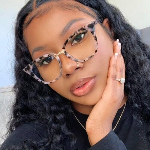 Cat Eye Transparent Myopia Glasses Frame Anti Blue Light Sexy Leopard Prescription Lens CatEye Glasses Female Eyewear -1 -2.5 -6