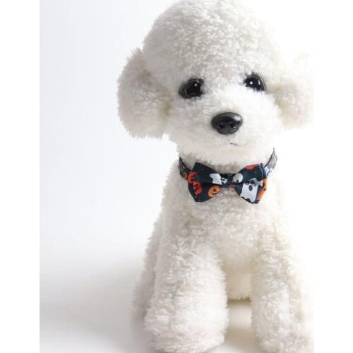 Halloween Dog Collars Adjustable Pumpkin Ghost Dog Collars With Bow Tie And Bells For Pets