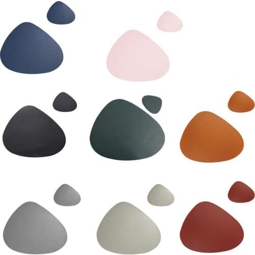 1 Set Cup Coaster Mat Faux Leather Placemat Tableware Pad Oil Water Resistant Heat Insulation Non-Slip Table Bowl Placemat