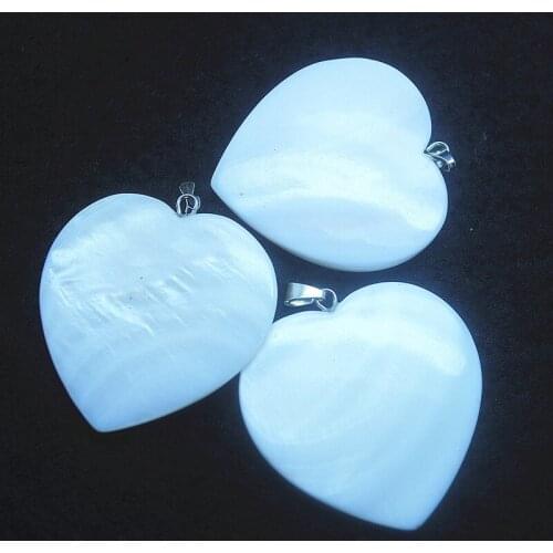 3pcs white shell pendants heart shape size 40mm for women pendants making jewelry findings good selling items good quality