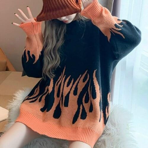 Autumn Winter Harajuku Sweater Women Korean O-neck Pullover Hip Hop Knitting Sweaters Loose Hipster Knitwear Clothing Female