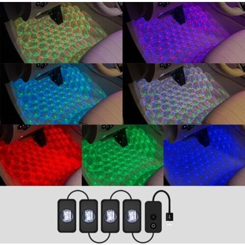 K1KE Car Use RGB LED Star Ceiling Lights APP Remote Colorful Sound Voice Control Music Mode Atmosphere Lamp Ambient Light